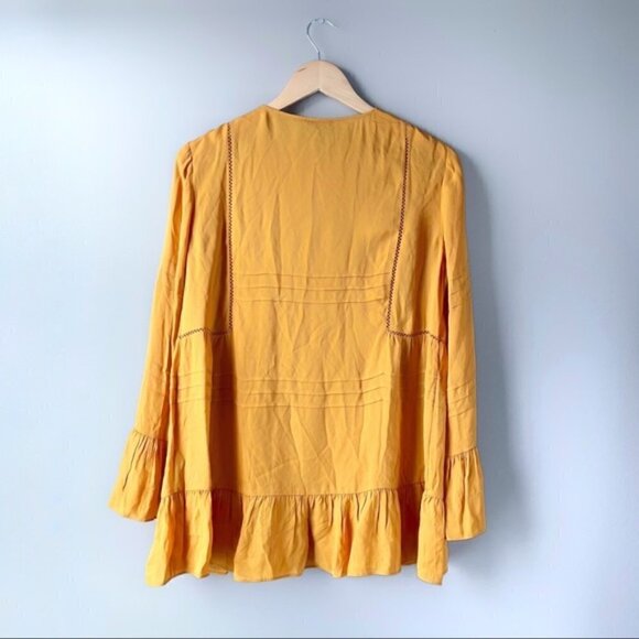 𝅺MASSIMO Dutti | Nwt Mustard Yellow Ruffle Blouse Size 8 - Picture 8 of 11